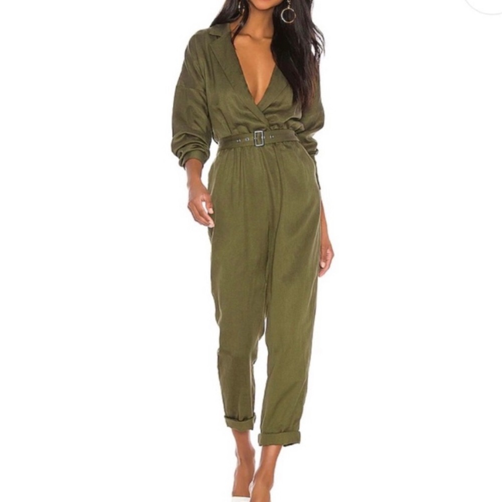 L’Academie Los Angeles Green Belted Jumpsuit Sz. Small